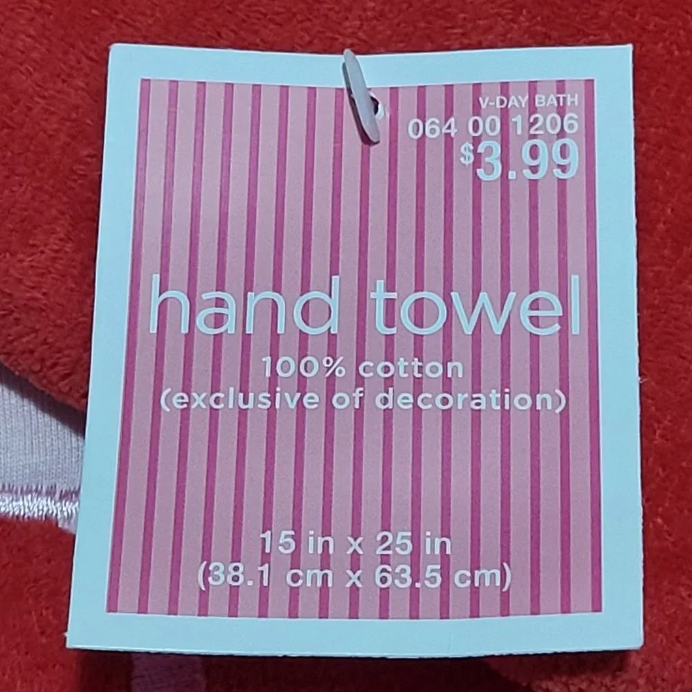 Valentines Heart Red Cotton Hand Towel Set of 2